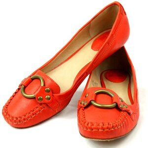 Frye Ruby Ring Orange Leather Loafers Moccasins Slides Shoes Slip Ons 8 Casual